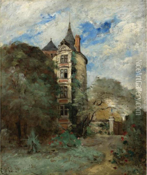 A Chateau In The Park Oil Painting - Paul Trouillebert