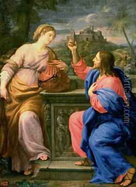 Christ and the Woman from Samaria Oil Painting - Carlo Maratta or Maratti