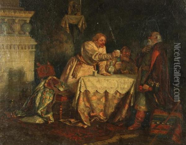 Boyars Drinking Oil Painting - Fedor Fedorovich Bucholz