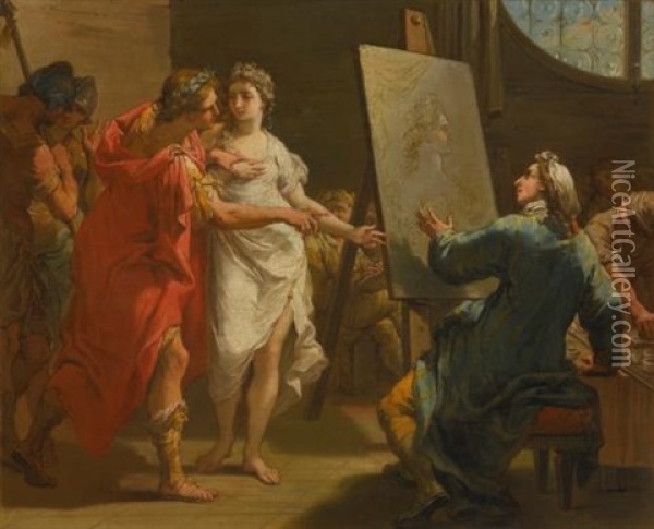Alexander And Diogenes; Alexander Presenting Campaspe To Apelles (pair) Oil Painting - Gaetano Gandolfi