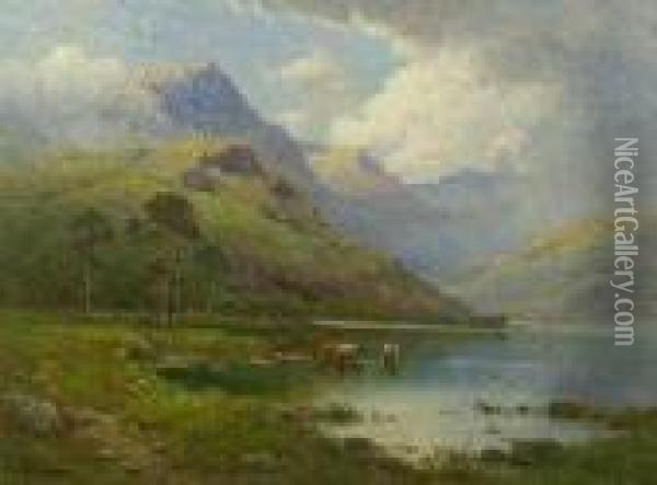 The English Lakes, At The Head Of Buttermere Oil Painting - Alfred de Breanski