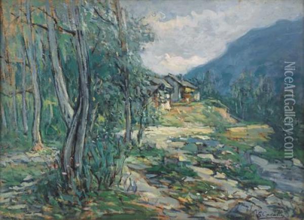 Paesaggio Con Casolari Oil Painting - Giovanni Cavalli