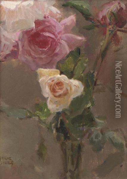 Pink Roses Oil Painting - Isaac Israels