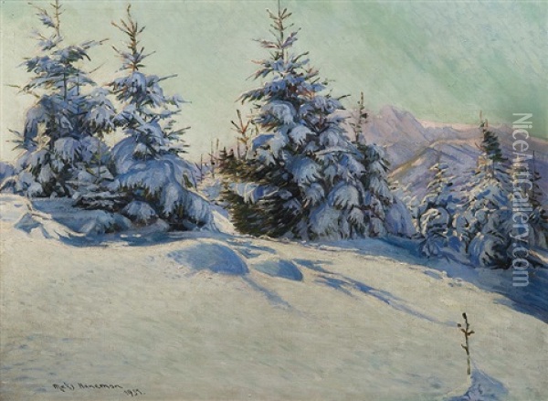 Winter In The Tatras Oil Painting - Maks (Max) Haneman