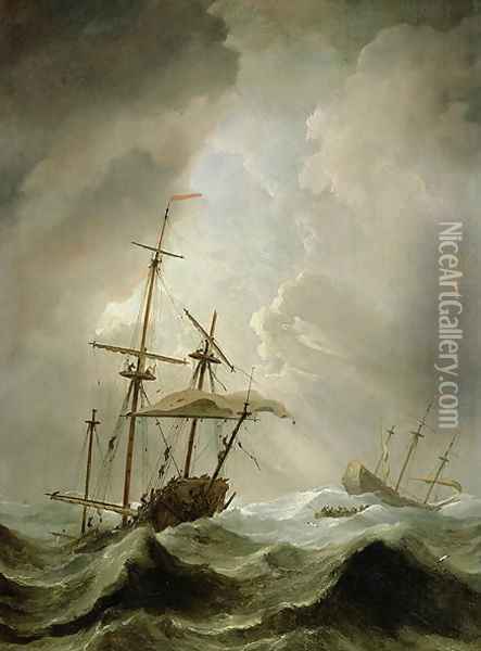 Storm at Sea Oil Painting - Willem van de Velde the Younger