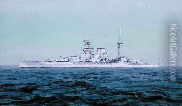 HMS Queen Elizabeth, 1927 Oil Painting - Duff Tollemache