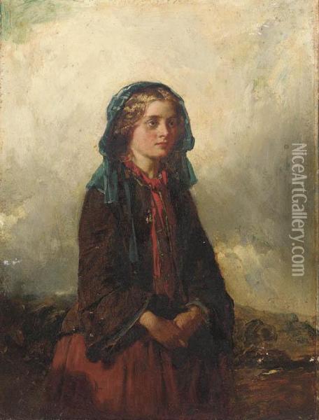 A Highland Lassie Oil Painting - Thomas Faed