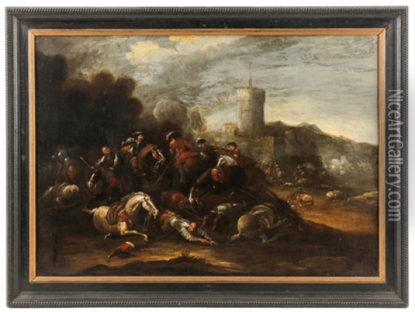 Untitled (battle Under The Turret) Oil Painting - Jacques Courtois