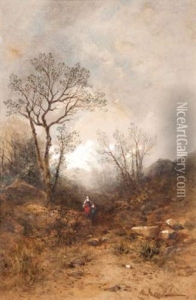 La Bergere Et Le Patre Oil Painting - Louis Hippolyte Le Bas