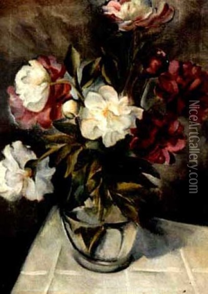 Peonies Oil Painting - William Alfred Gibson
