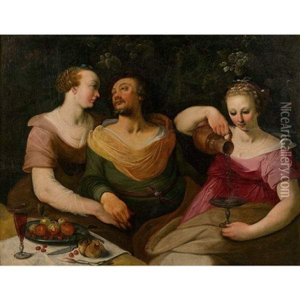 Loth Et Ses Filles Oil Painting - Cornelis Cornelisz Van Haarlem