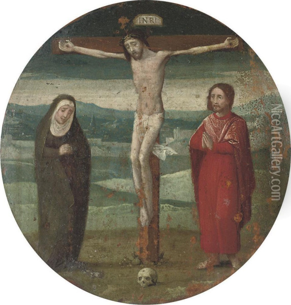 The Crucifixion With The Virgin And Saint John Oil Painting - Marcellus Coffermans
