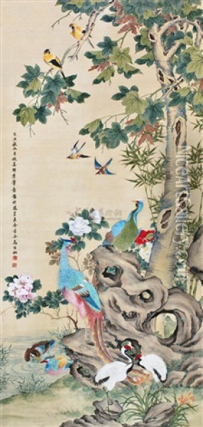 Birds And Flowers Oil Painting -  Ma Jiatong