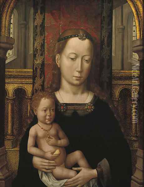 The Virgin and Child seated in a church interior Oil Painting - Master Of San Ildefonso