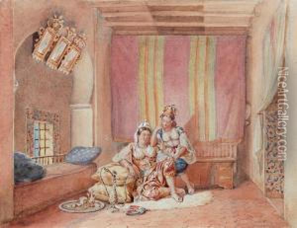 Orientalisches Interieur Mit Zwei Haremsdamen Oil Painting - William Moritz