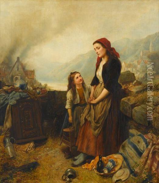 Offering Consolation Oil Painting - Carl Wilhelm Hubner
