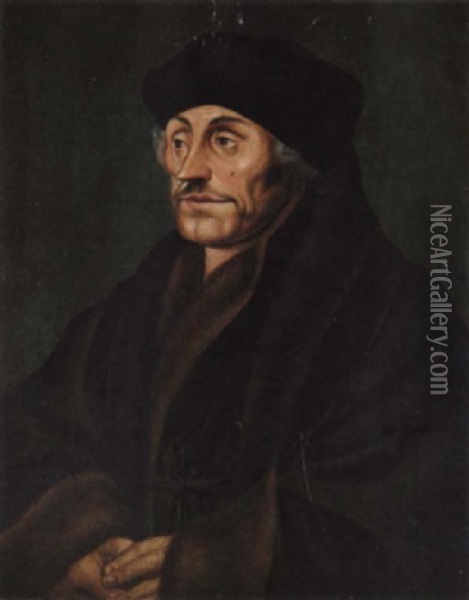 Bildnis Des Humanisten Erasmus Von Rotterdam In Halbfigur Oil Painting - Lucas Cranach the Elder