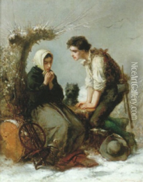 Un Amoureux N'a Jamais Froid - Kurtiserande Par Oil Painting - Charles Edouard de Beaumont