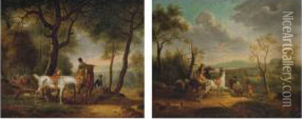 Deux Scenes De Chasse A Courre Oil Painting - Edouard Bernard Swebach
