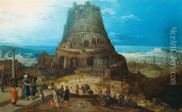 Babels Torn Oil Painting - Hendrick van Cleve III