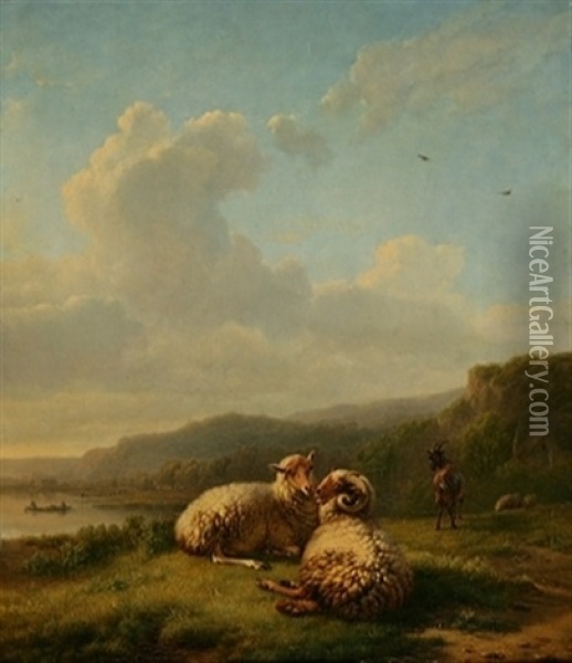 Belier, Moutons Et Chevre Dans Un Paysage Montagneux Oil Painting - Balthasar Paul Ommeganck