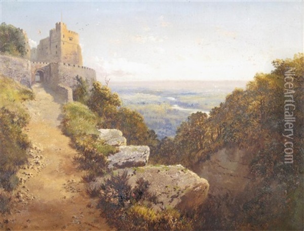 Castle In An Extensive Landscape Oil Painting - Edward H. Niemann