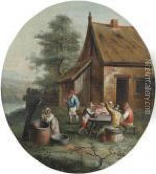 Herbergscene In Openlucht. Oil Painting - David The Younger Teniers