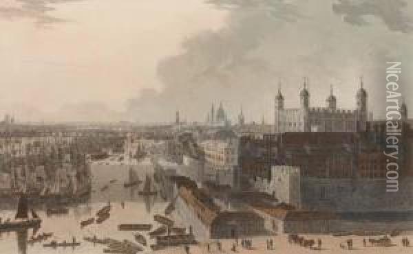 Six Views Of London Oil Painting - Thomas Daniell