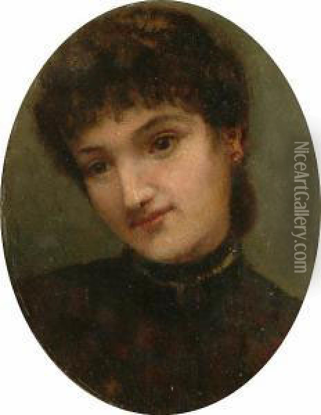 Portrait, Bust Length Of A Lady Oil Painting - Albert Ludovici