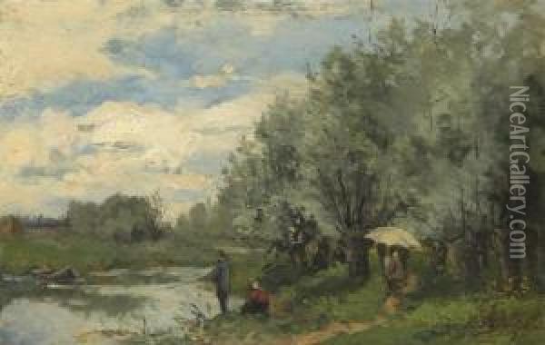 Summer Afternoon By The Lake Oil Painting - Paul Emmanuel Peraire
