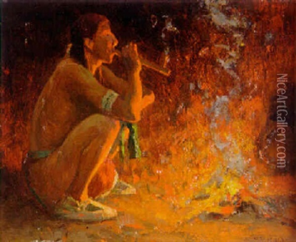 The Smoker Oil Painting - Eanger Irving Couse
