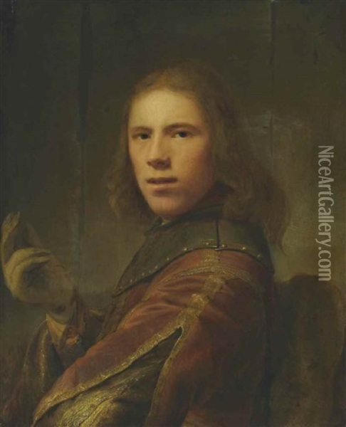 Portrait Of A Young Man, Half-length, In A Gorget Oil Painting - Ferdinand Bol