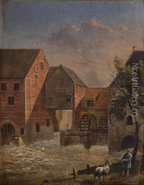 The Water-mill Oil Painting - Van Hoey Joseph Ignace