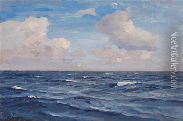 Sea Oil Painting - Janos Vaszary