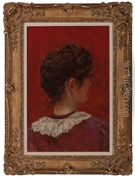 Study Of A Woman's Head Oil Painting - William John Hennessy