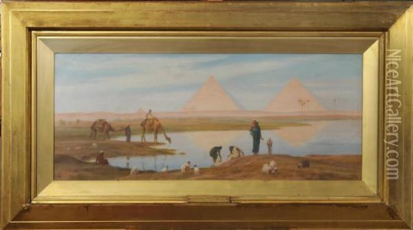 The Inundation Of The Plains Of Ghizeh: Time Of The High Tide Oil Painting - Frederick Goodall