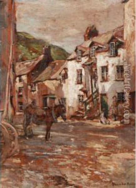 The Village Of Polperro Oil Painting - Alexander Ignatius Roche
