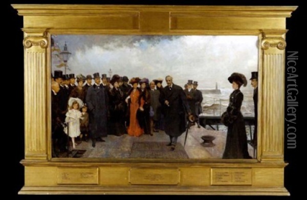 In Commemoration Of The Opening Of Seaham Dock By The Right Honourable A.j. Balfour, November 1905 Oil Painting - John Henry Frederick Bacon