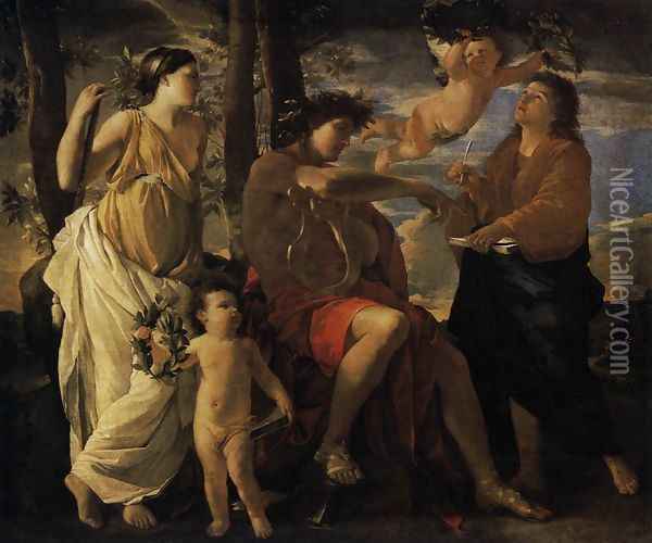 The Inspiration of the Poet c. 1630 Oil Painting - Nicolas Poussin