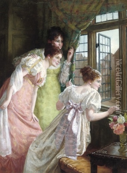 The Squire's Arrival Oil Painting - Mary E. Harding