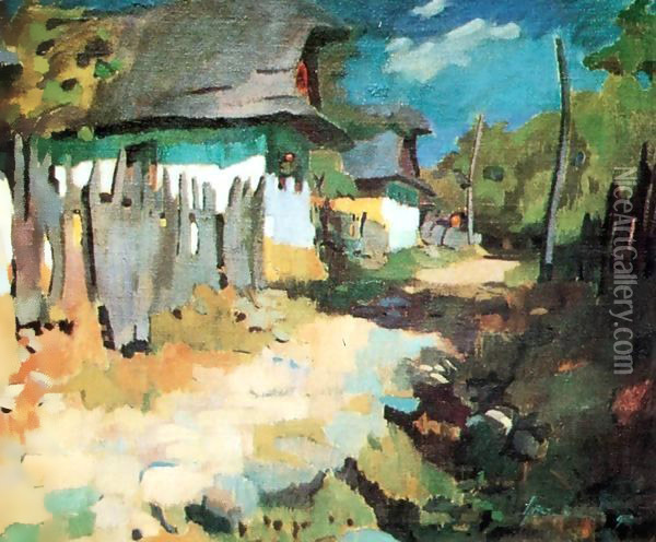Village Street 1930 Oil Painting - Odon Marffy