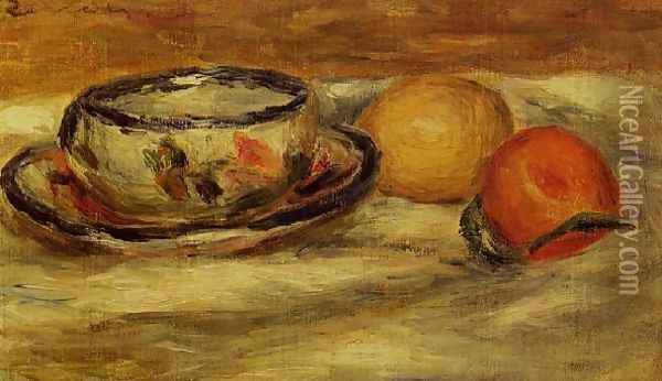 Cup Lemon And Tomato Oil Painting - Pierre Auguste Renoir