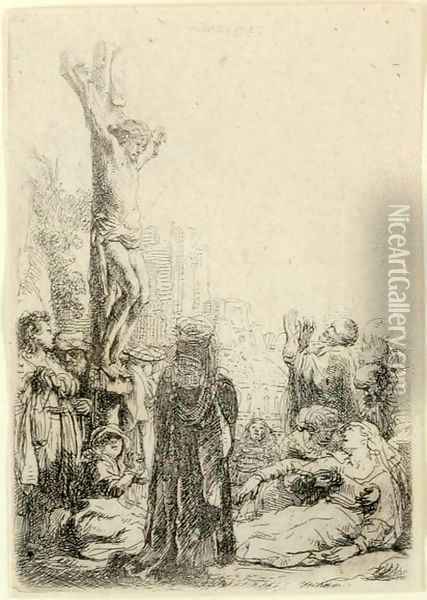 The Crucifixion Small Plate Oil Painting - Rembrandt Van Rijn