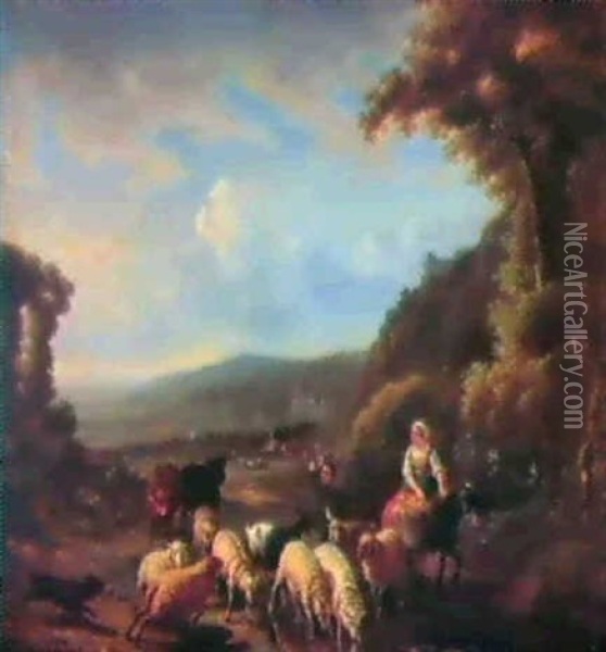 Bergers Dans Un Paysage Oil Painting - Balthasar Paul Ommeganck