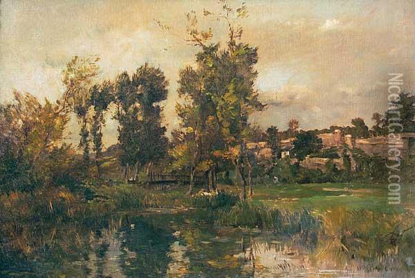 By The River Oil Painting - Maurice Levis