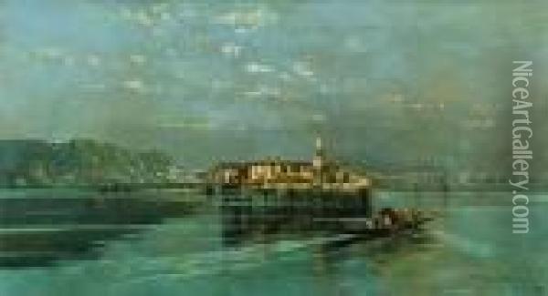 Veduta Di Tonzanico, Lago Di Como Oil Painting - Carlo Pellegrini