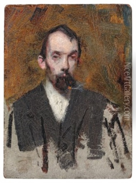 Portrait Of Louis Abrahams Oil Painting - Arthur Streeton