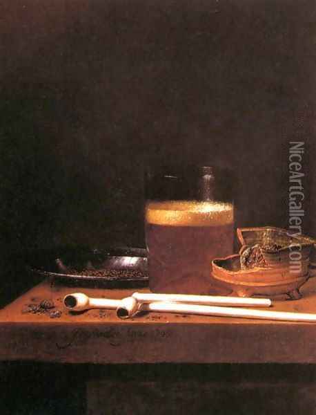 Still-Life with a Mug of Beer Oil Painting - Jan Jansz. Van De Velde