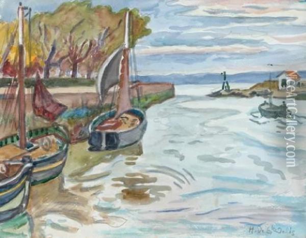 L'entree Du Port A Honfleur Oil Painting - Henri Lienard De Saint-Delis