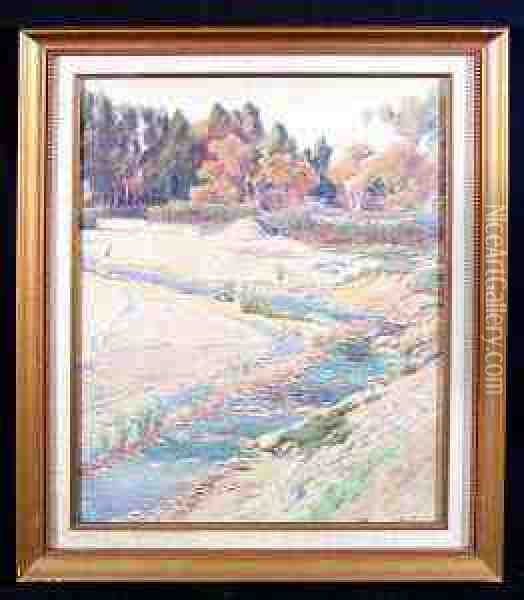 The Bend In The Stream, Aliso Creek Oil Painting - Norman Saint-Clair